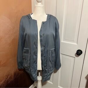 #08 MIA & TESS ARNOK SLATE BLUE LIGHTWEIGHT HOOD UTILITY JACKET SIZE MEDIUM NWT